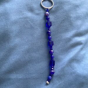 Blue glass bead keychain